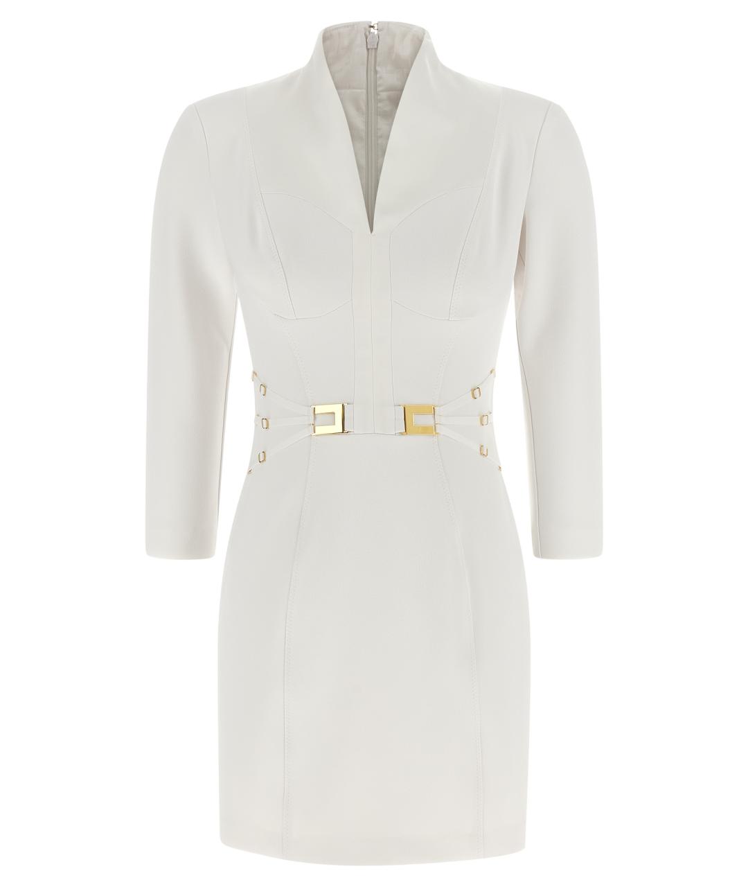 ELISABETTA FRANCHI Белое полиэстеровое коктейльное платье, фото 1