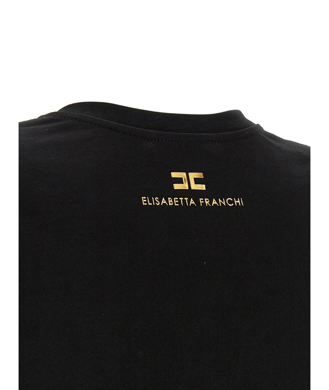 ELISABETTA FRANCHI Черная хлопковая футболка, фото 3