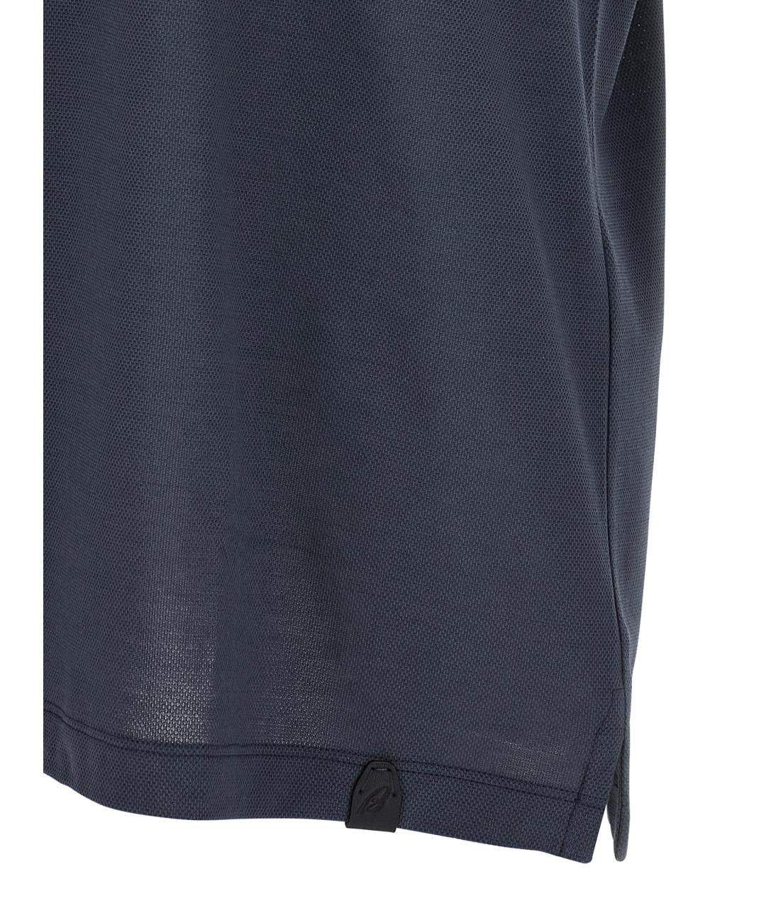 BRIONI Темно-синее хлопковое поло с коротким рукавом, фото 4