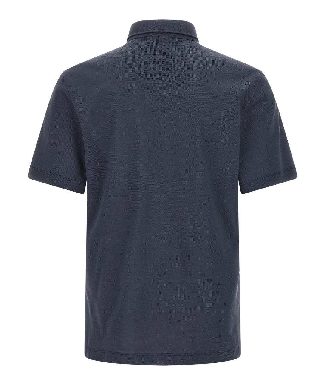 BRIONI Темно-синее хлопковое поло с коротким рукавом, фото 2