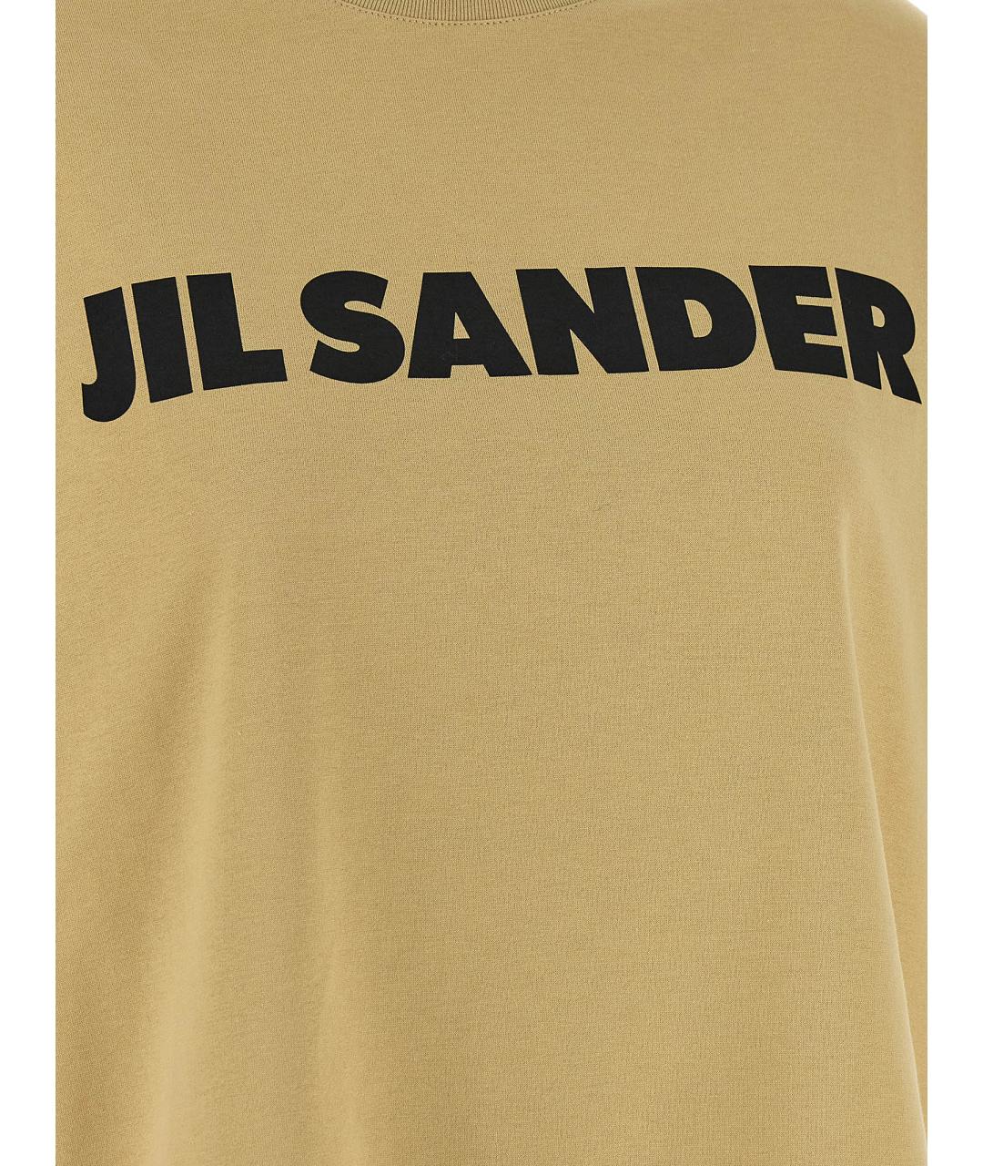 JIL SANDER Горчичная хлопковая футболка, фото 4