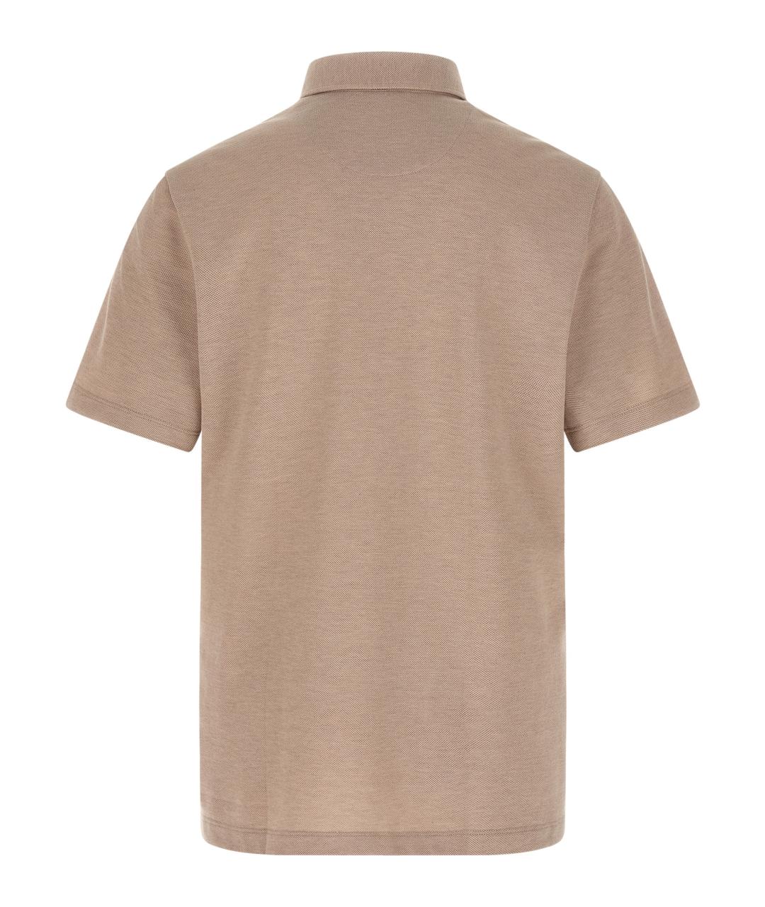 BRIONI Бежевое хлопковое поло с коротким рукавом, фото 2