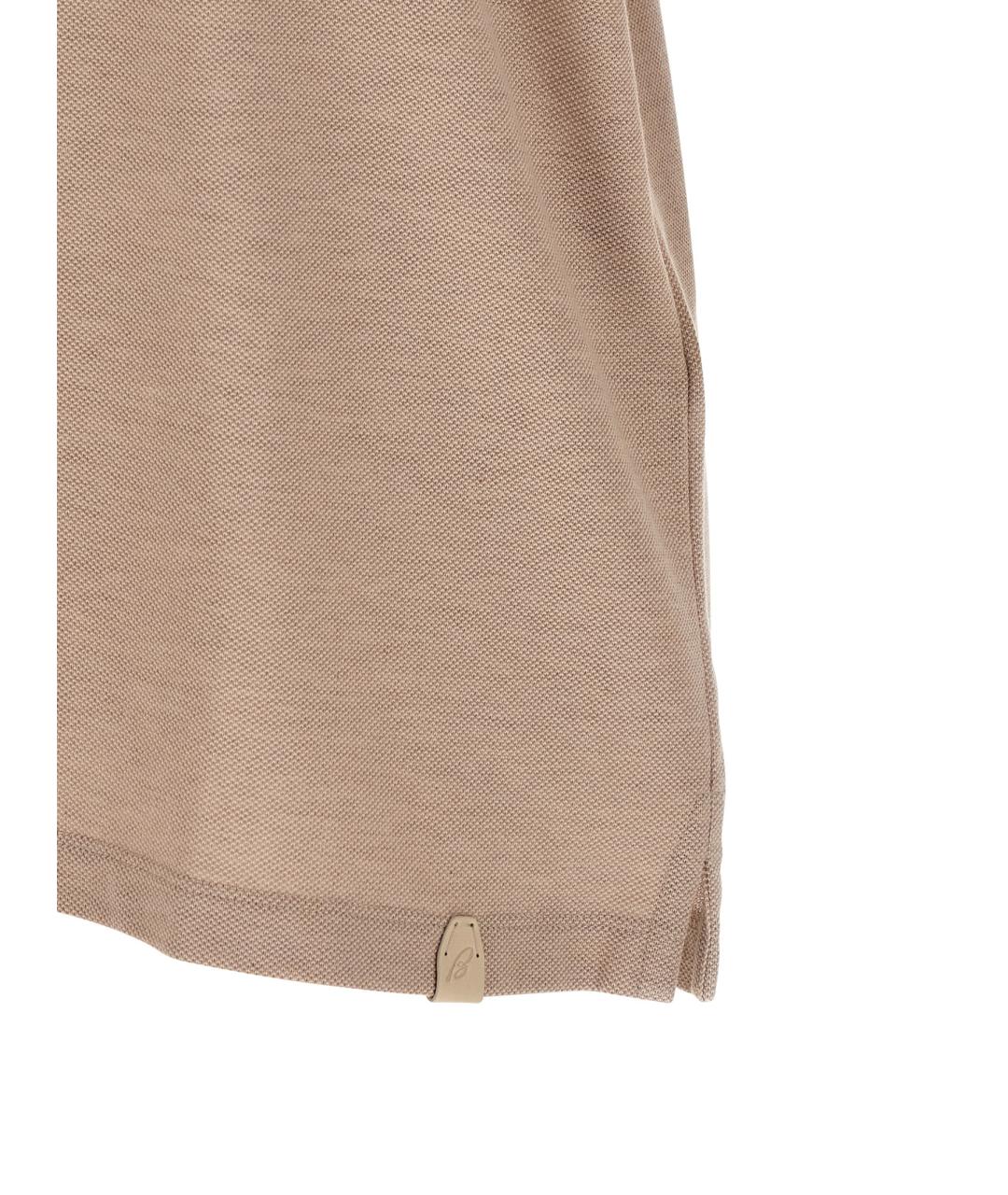 BRIONI Бежевое хлопковое поло с коротким рукавом, фото 4