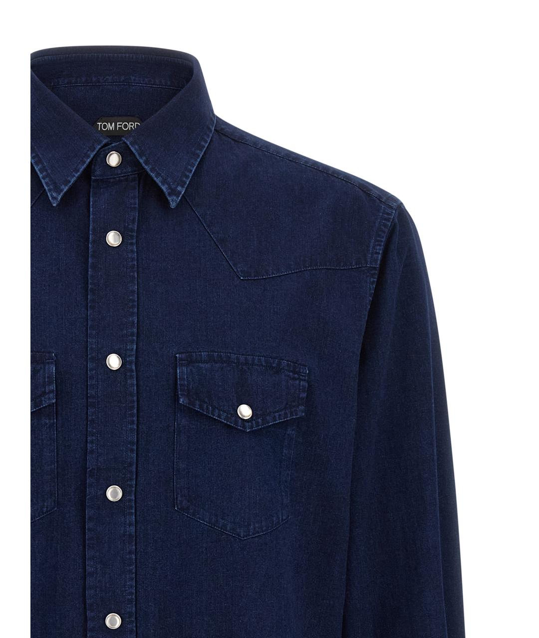TOM FORD Синяя хлопковая кэжуал рубашка, фото 3