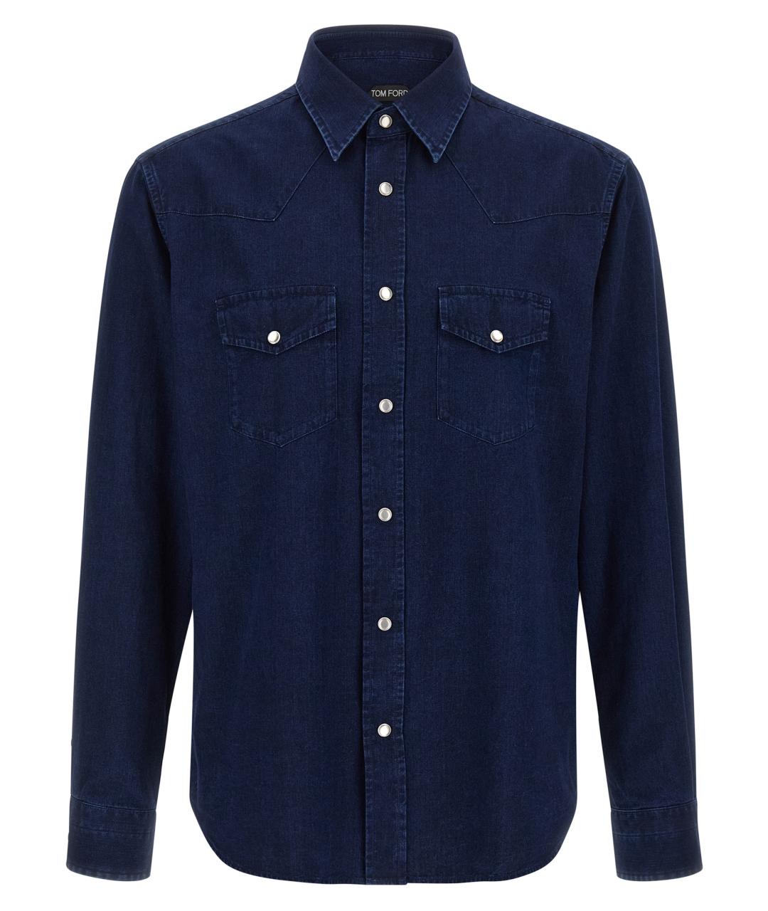 TOM FORD Синяя хлопковая кэжуал рубашка, фото 1