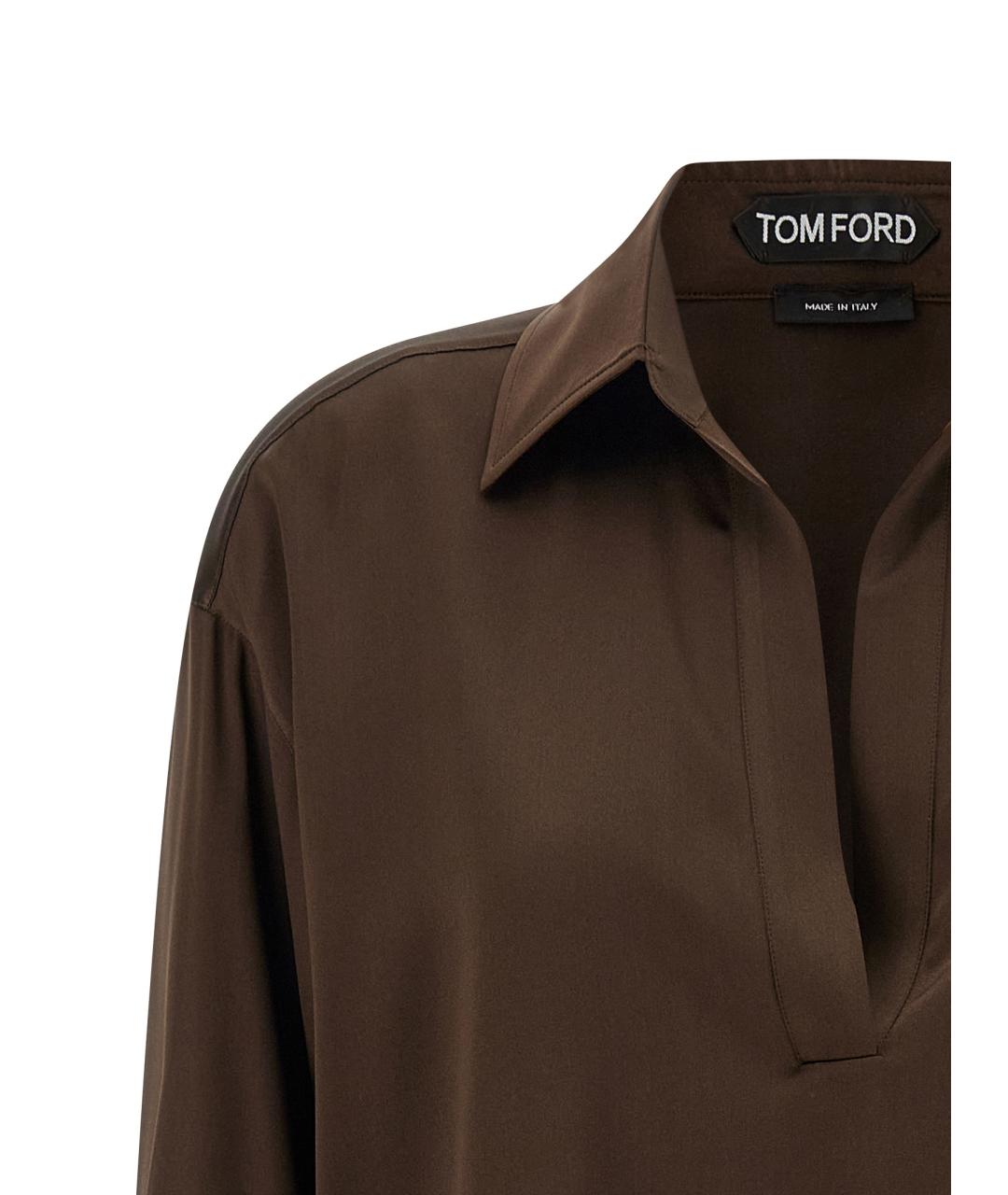 TOM FORD Коричневая шелковая блузы, фото 3