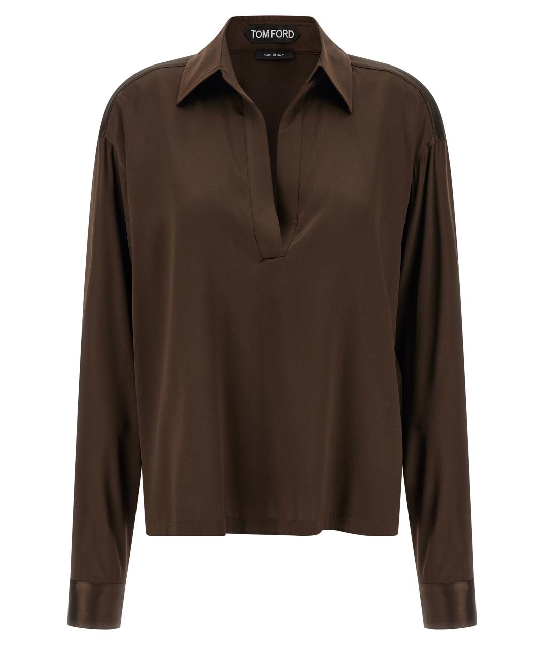 TOM FORD Коричневая шелковая блузы, фото 1