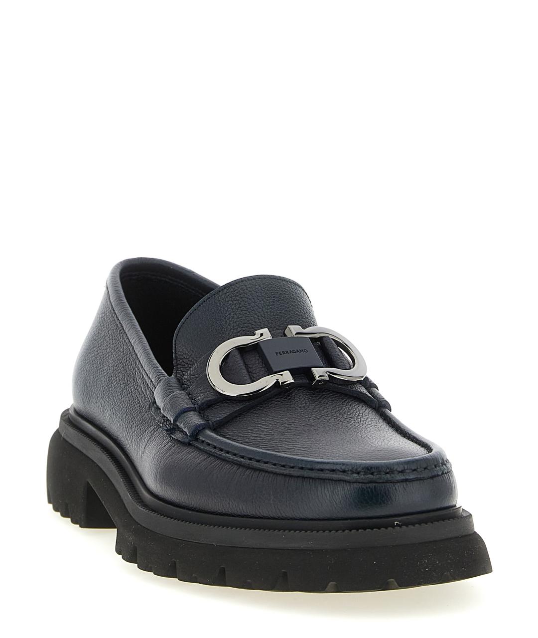 FERRAGAMO Синие кожаные лоферы, фото 2