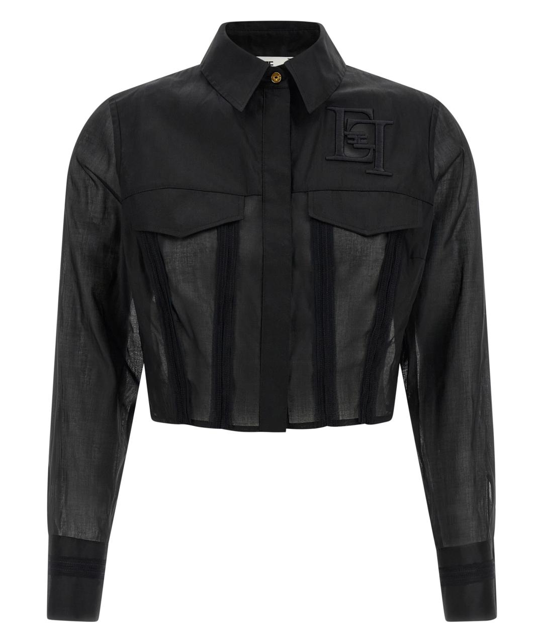 ELISABETTA FRANCHI Черная хлопковая блузы, фото 1