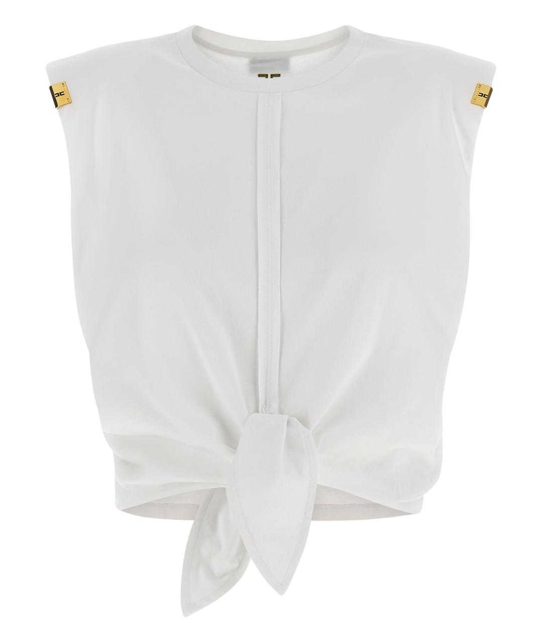 ELISABETTA FRANCHI Белая хлопковая футболка, фото 1