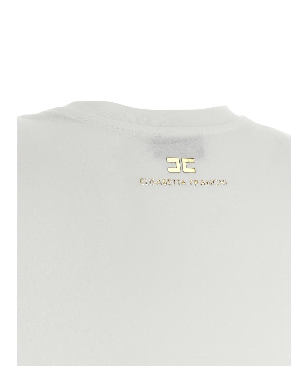 ELISABETTA FRANCHI Белая хлопковая футболка, фото 4