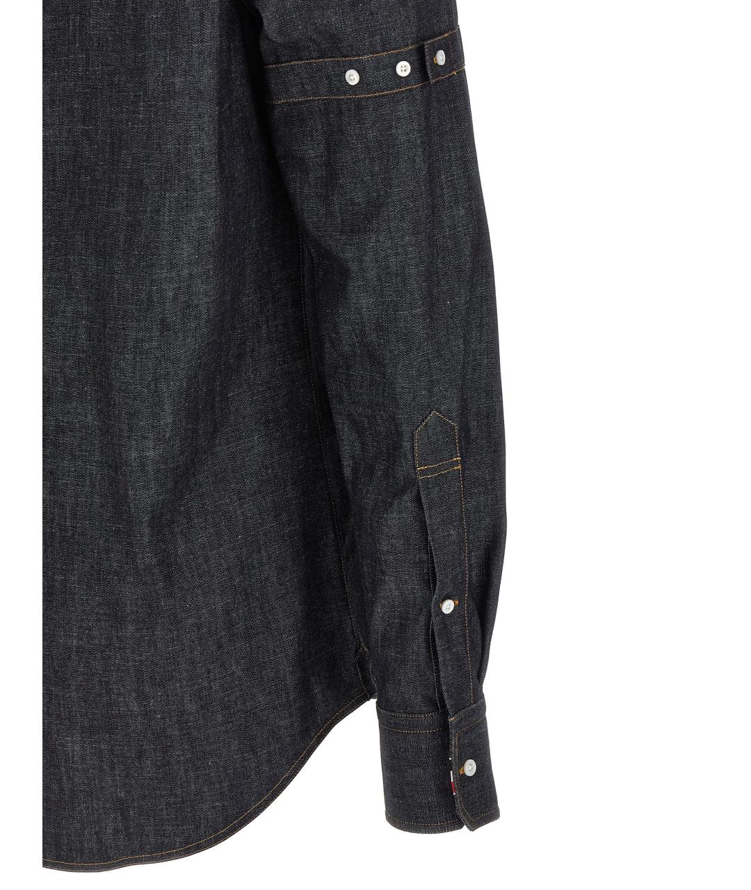 THOM BROWNE Темно-синяя хлопковая кэжуал рубашка, фото 4