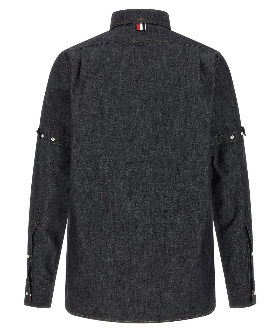 THOM BROWNE Темно-синяя хлопковая кэжуал рубашка, фото 2