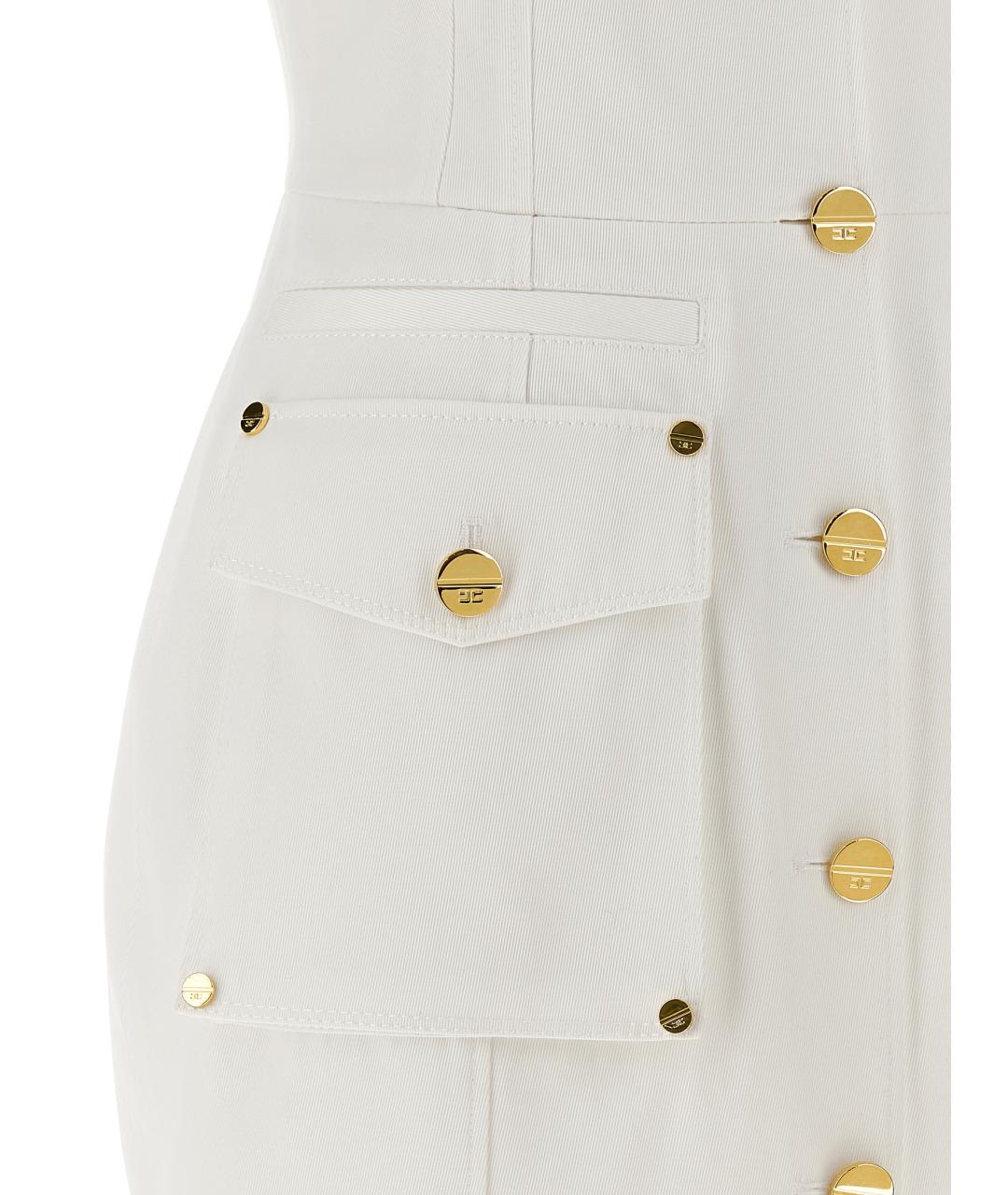 ELISABETTA FRANCHI Белое хлопковое платье, фото 4