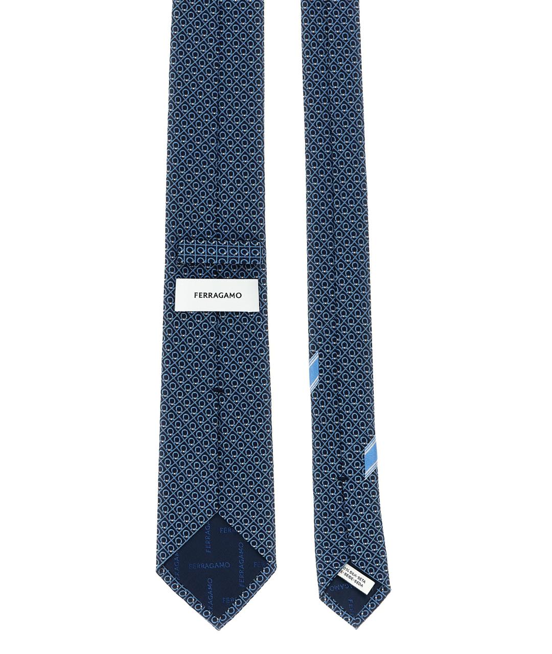 FERRAGAMO Синий шелковый галстук, фото 2