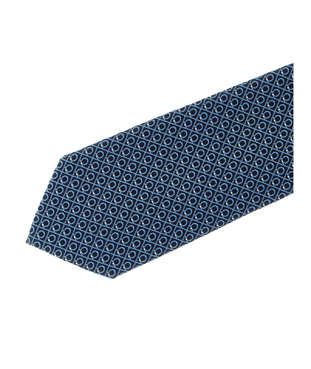 FERRAGAMO Синий шелковый галстук, фото 3
