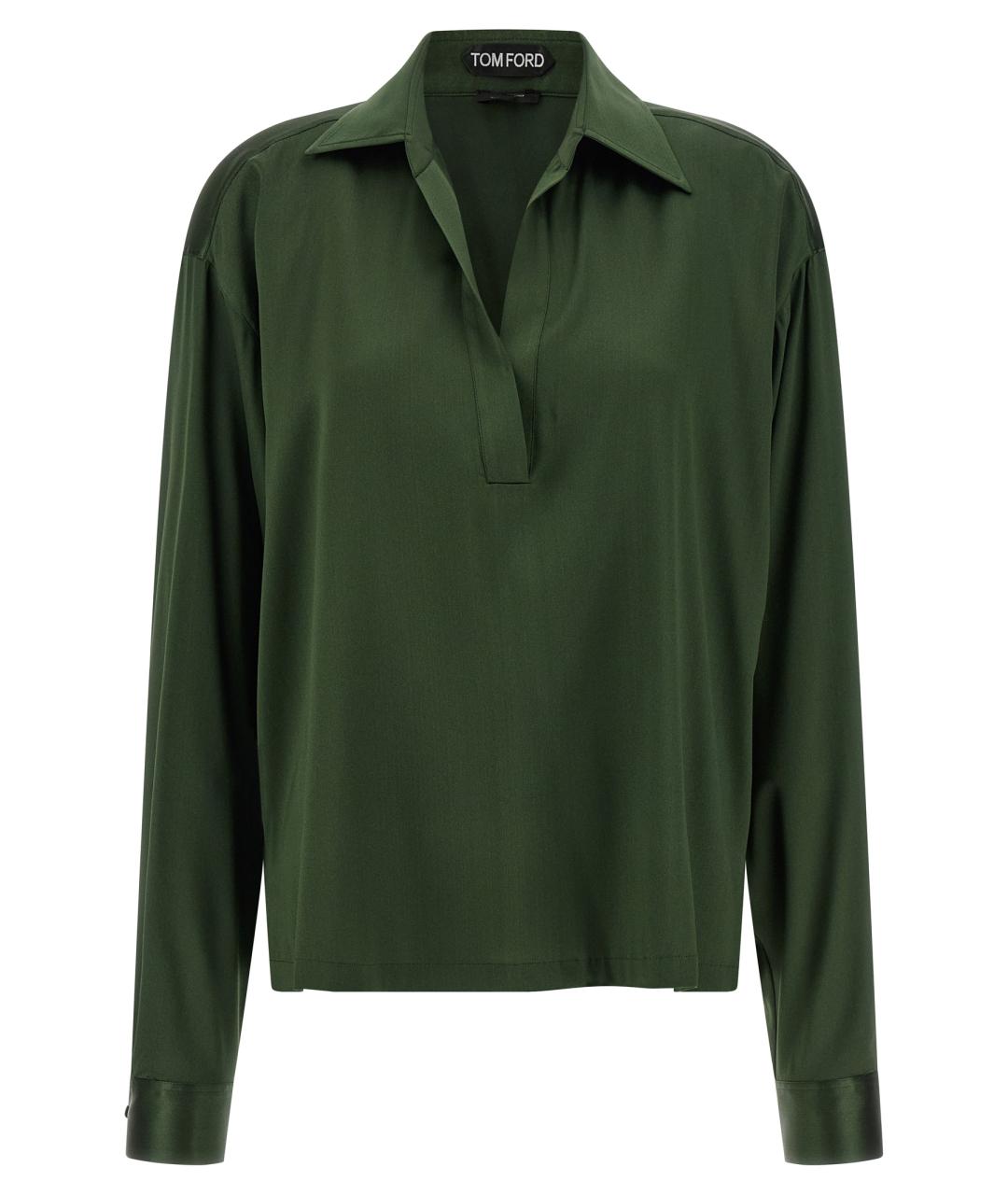 TOM FORD Зеленая шелковая блузы, фото 1