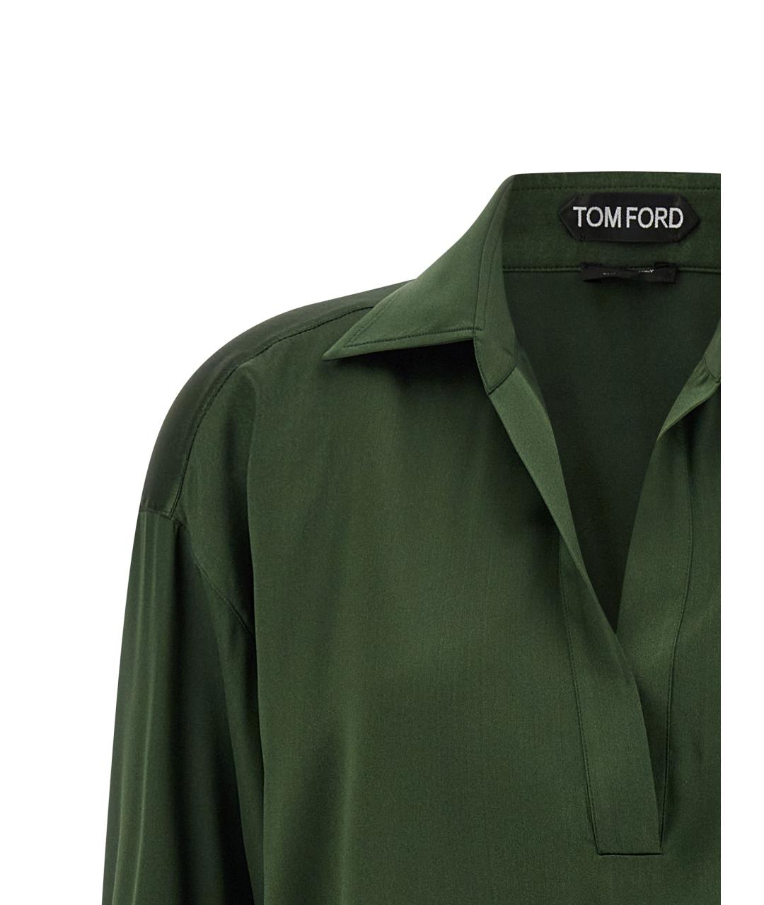 TOM FORD Зеленая шелковая блузы, фото 3