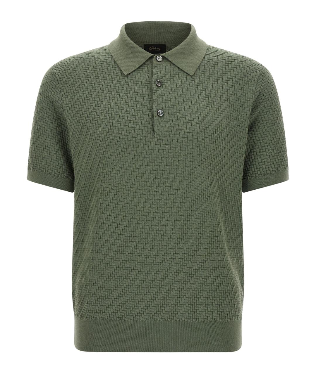 BRIONI Зеленые хлопковое поло с коротким рукавом, фото 1