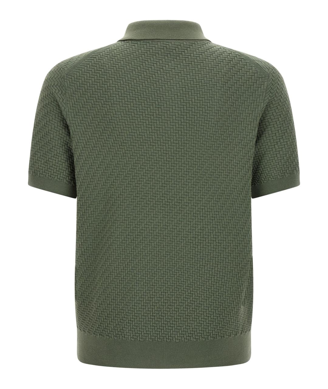 BRIONI Зеленые хлопковое поло с коротким рукавом, фото 2