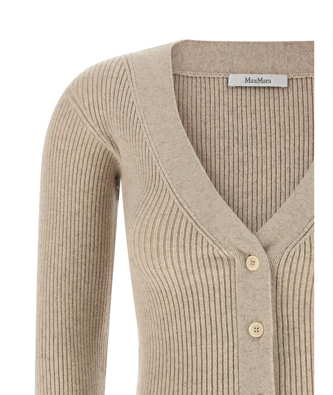 MAX MARA Бежевый шерстяной кардиган, фото 3