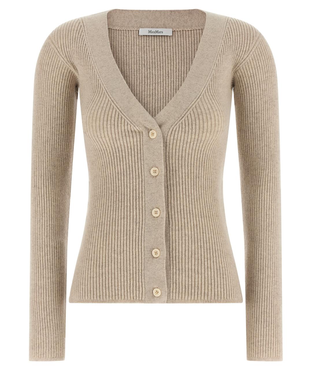 MAX MARA Бежевый шерстяной кардиган, фото 1