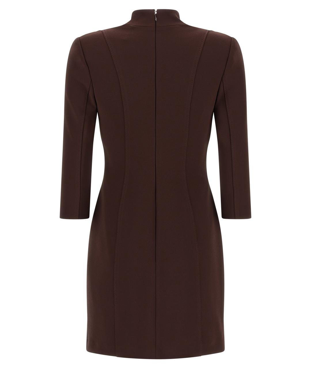 ELISABETTA FRANCHI Коричневое полиэстеровое повседневное платье, фото 2