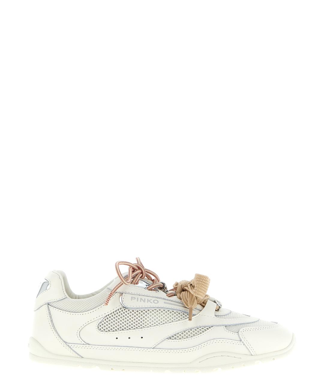 PINKO Белые кожаные кроссовки, фото 1