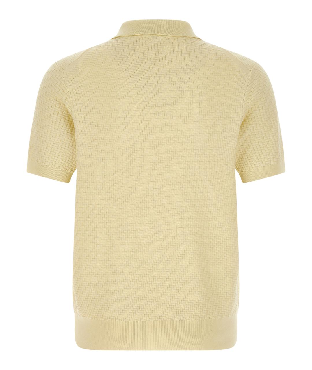 BRIONI Желтое хлопковое поло с коротким рукавом, фото 2