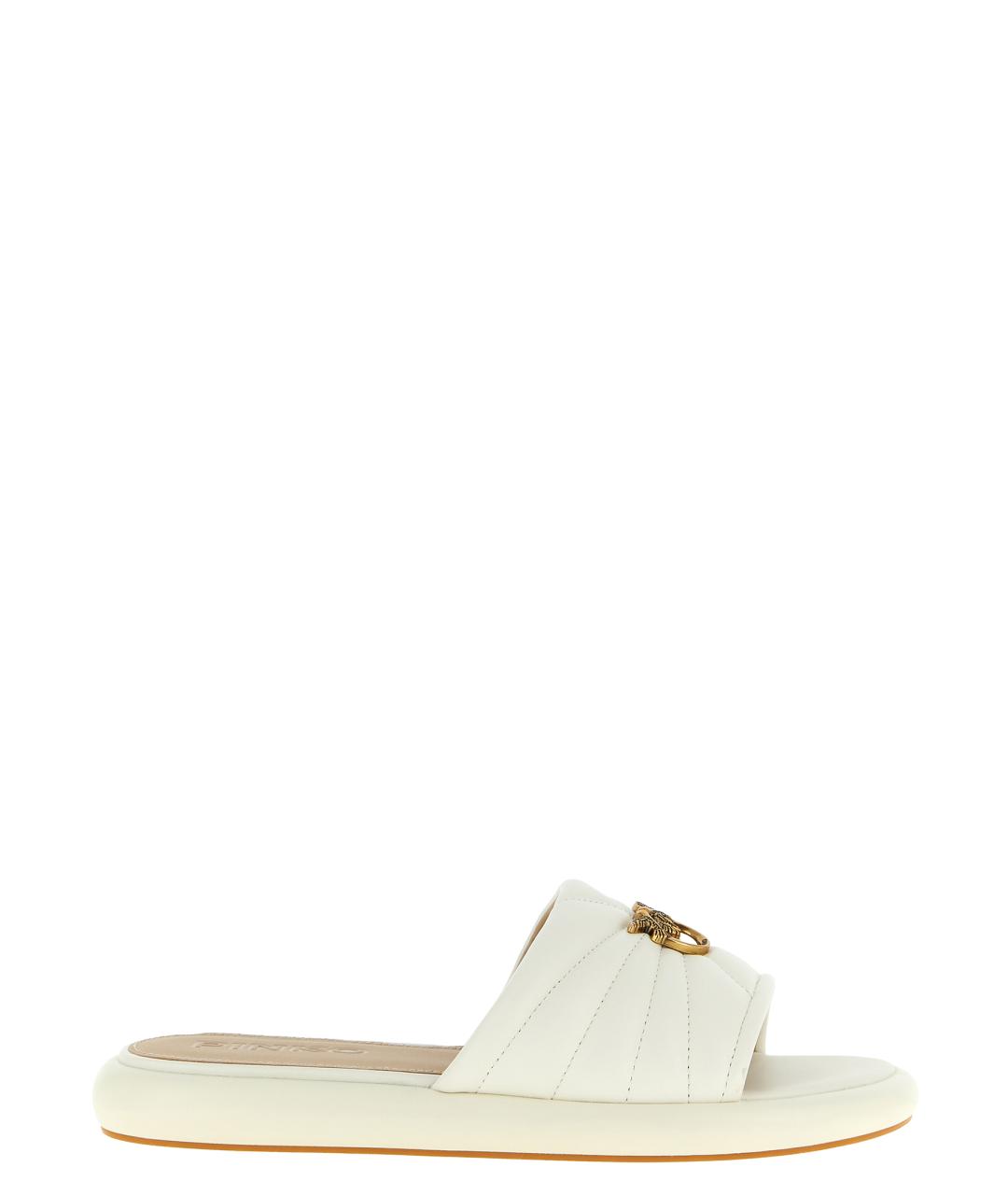 PINKO Белые кожаные шлепанцы, фото 1