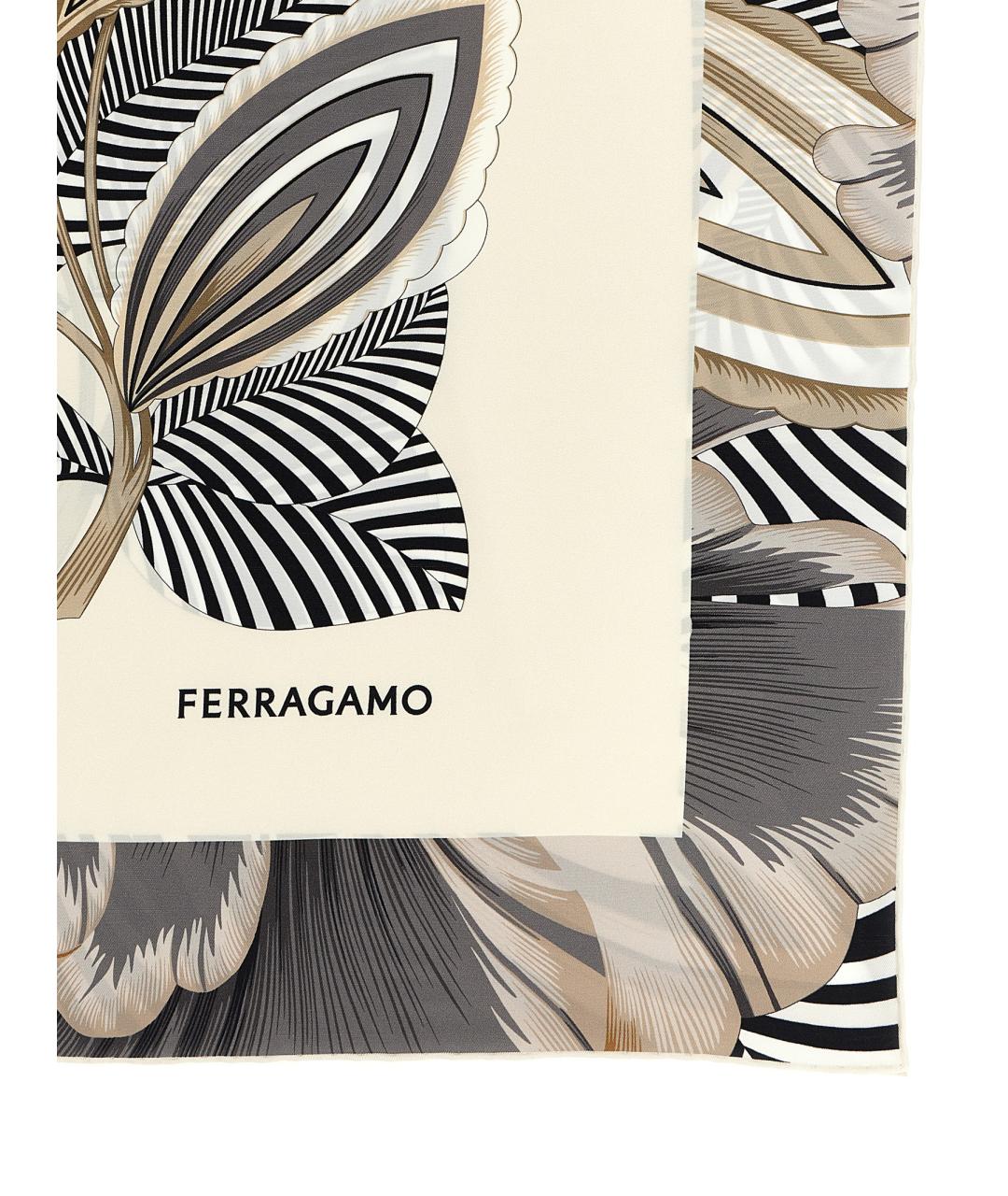 FERRAGAMO Белый шелковый шарф, фото 2