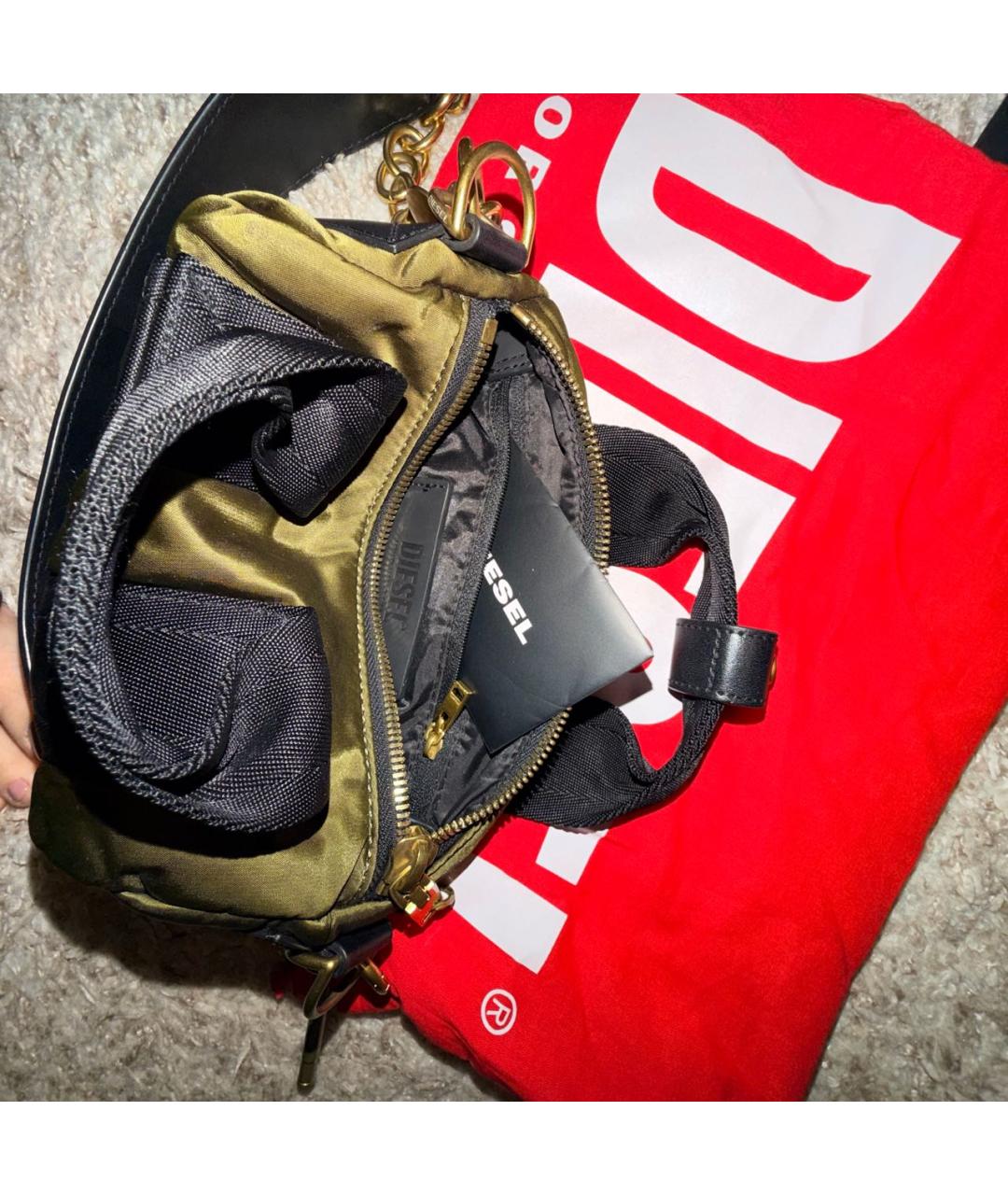 DIESEL Хаки тканевая сумка с короткими ручками, фото 6