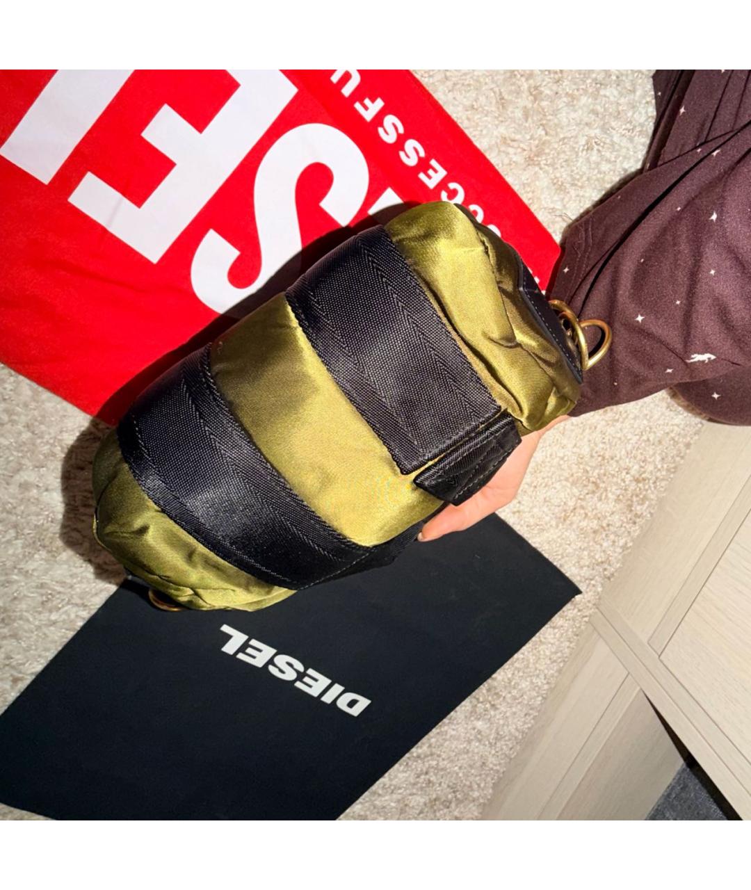 DIESEL Хаки тканевая сумка с короткими ручками, фото 3