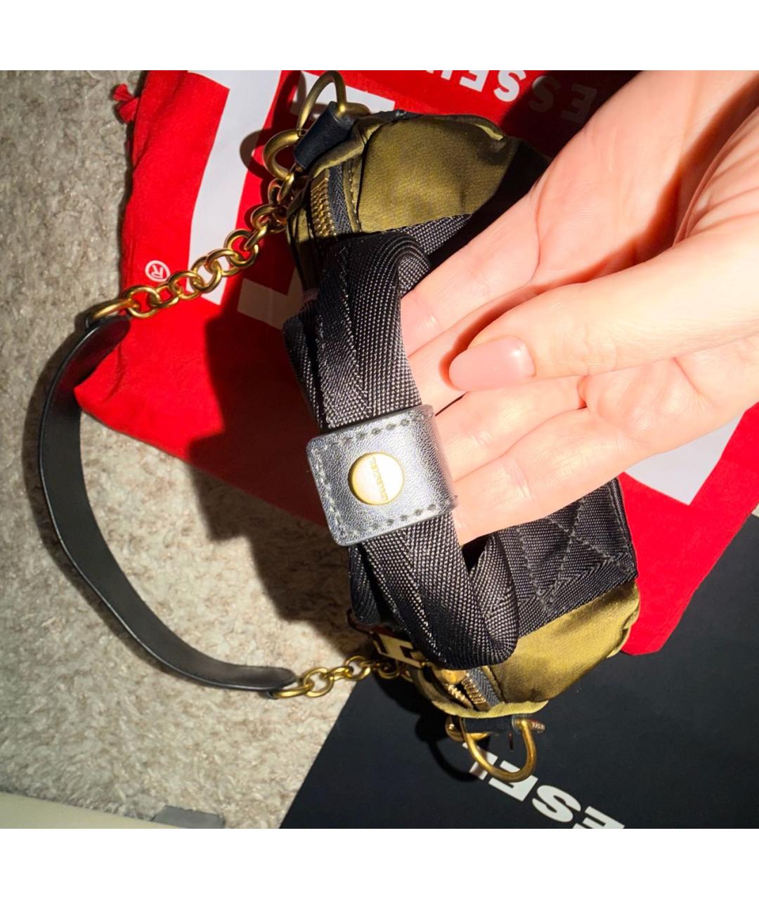 DIESEL Хаки тканевая сумка с короткими ручками, фото 7