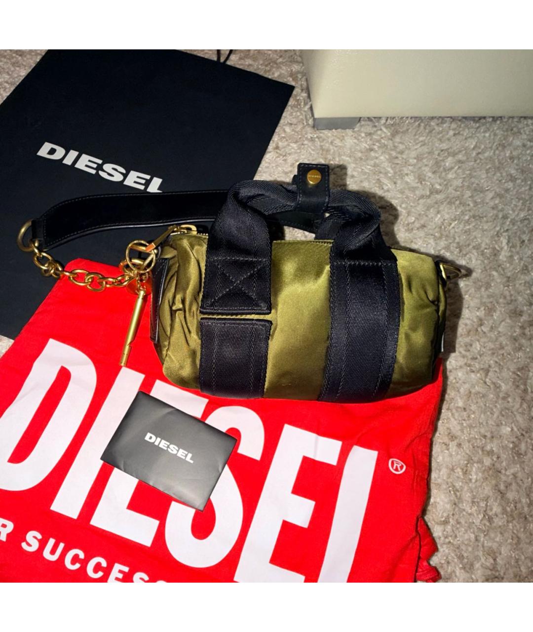DIESEL Хаки тканевая сумка с короткими ручками, фото 9