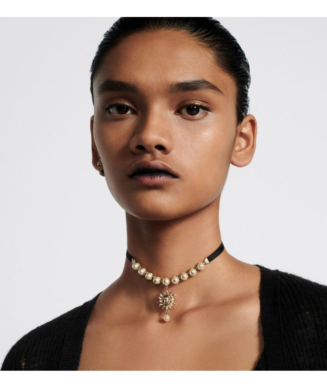 CHRISTIAN DIOR Бежевый металлический чокер, фото 3