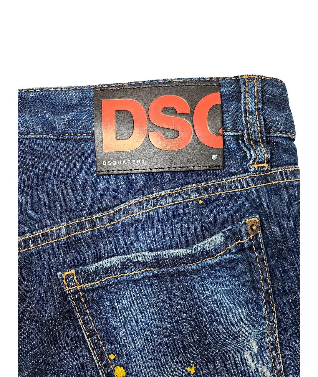 DSQUARED2 Синие хлопковые прямые джинсы, фото 4