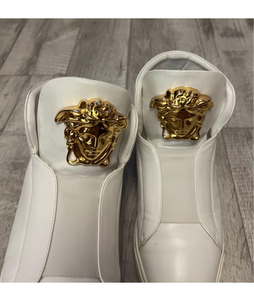 VERSACE Белые кожаные высокие кроссовки / кеды, фото 4