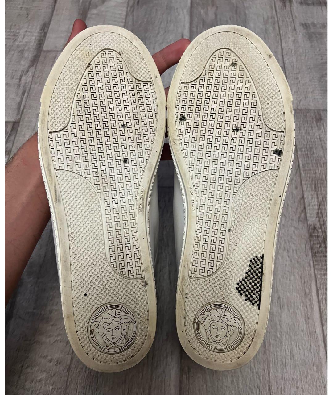 VERSACE Белые кожаные высокие кроссовки / кеды, фото 7