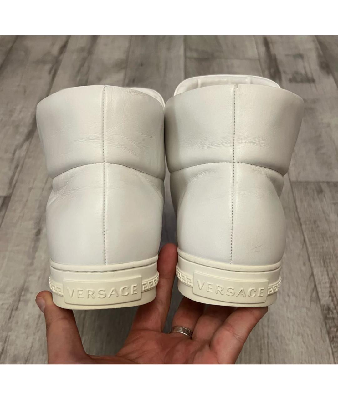 VERSACE Белые кожаные высокие кроссовки / кеды, фото 6