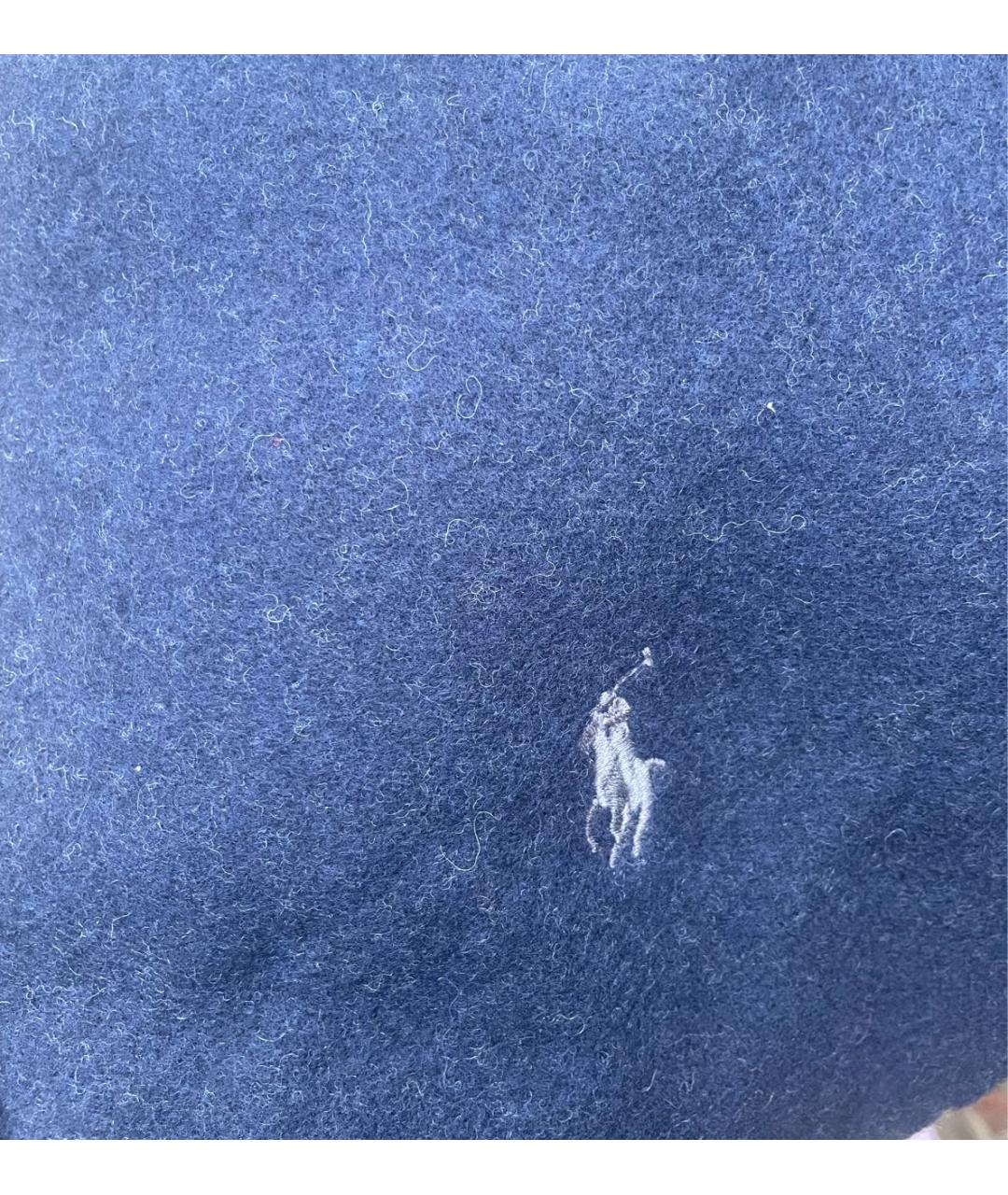 POLO RALPH LAUREN Темно-синий шерстяной шарф, фото 3