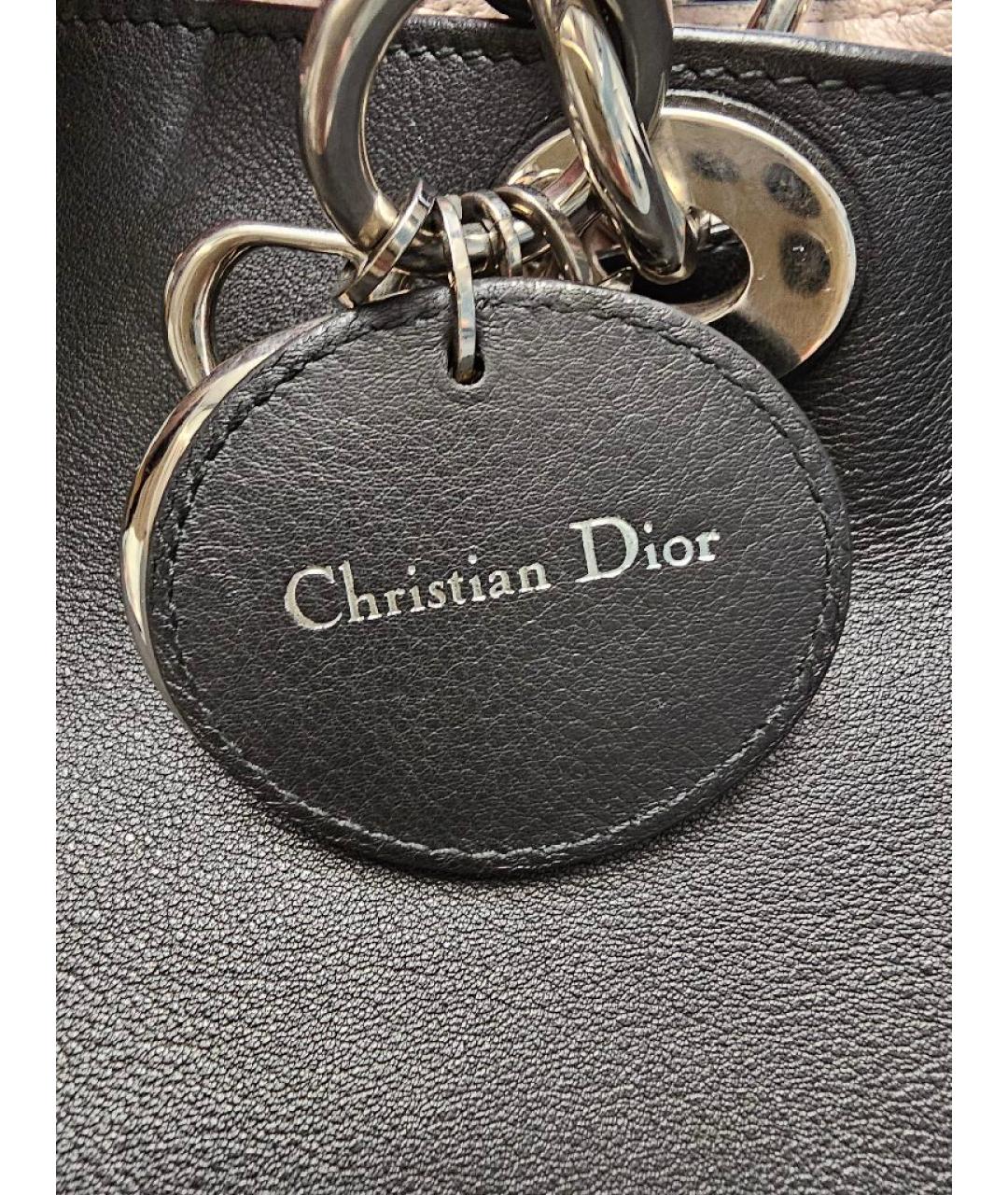 CHRISTIAN DIOR Черная кожаная сумка с короткими ручками, фото 7