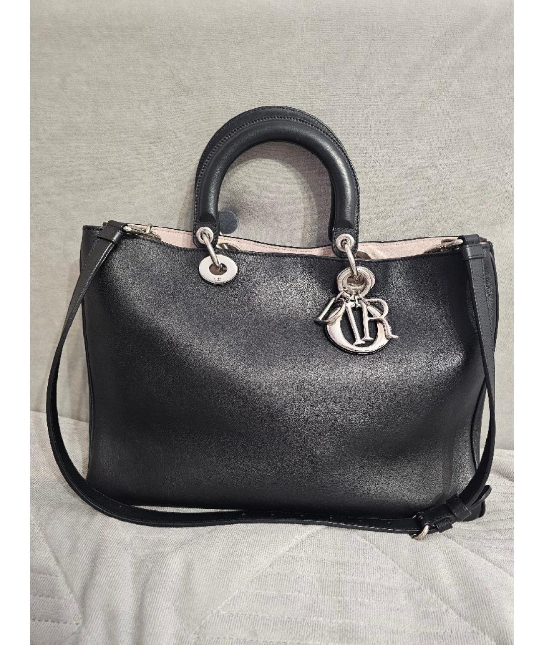 CHRISTIAN DIOR Черная кожаная сумка с короткими ручками, фото 2