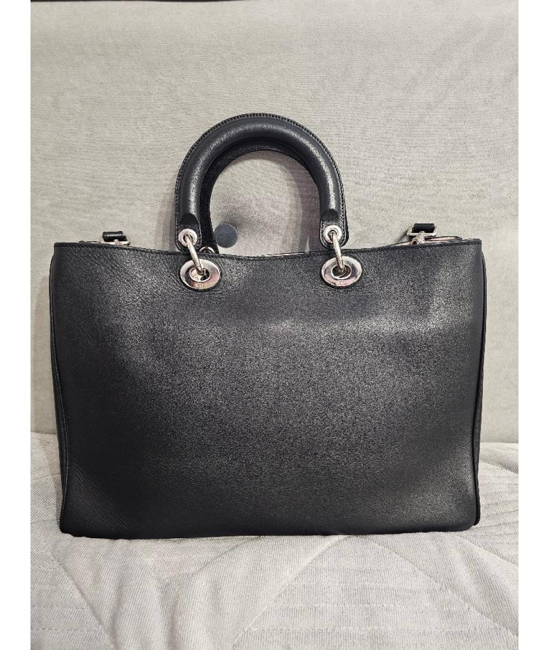 CHRISTIAN DIOR Черная кожаная сумка с короткими ручками, фото 3