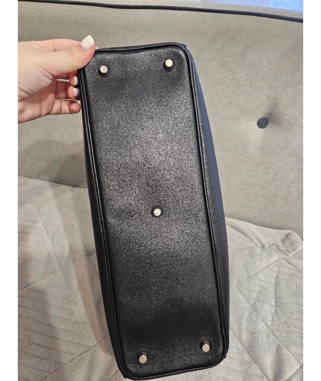 CHRISTIAN DIOR Черная кожаная сумка с короткими ручками, фото 5