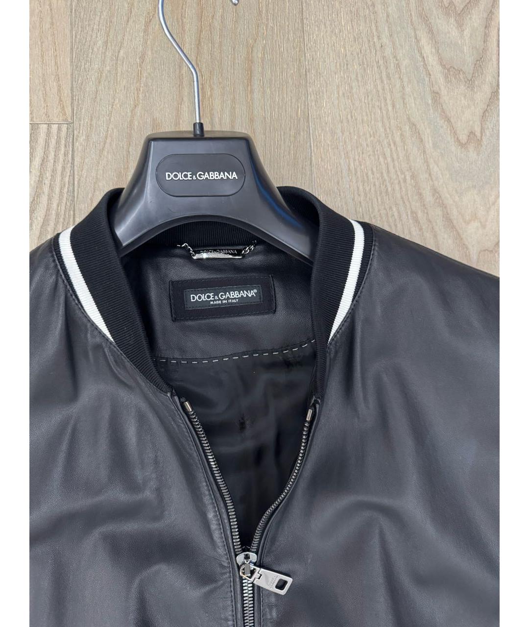 DOLCE&GABBANA Черная кожаная куртка, фото 3