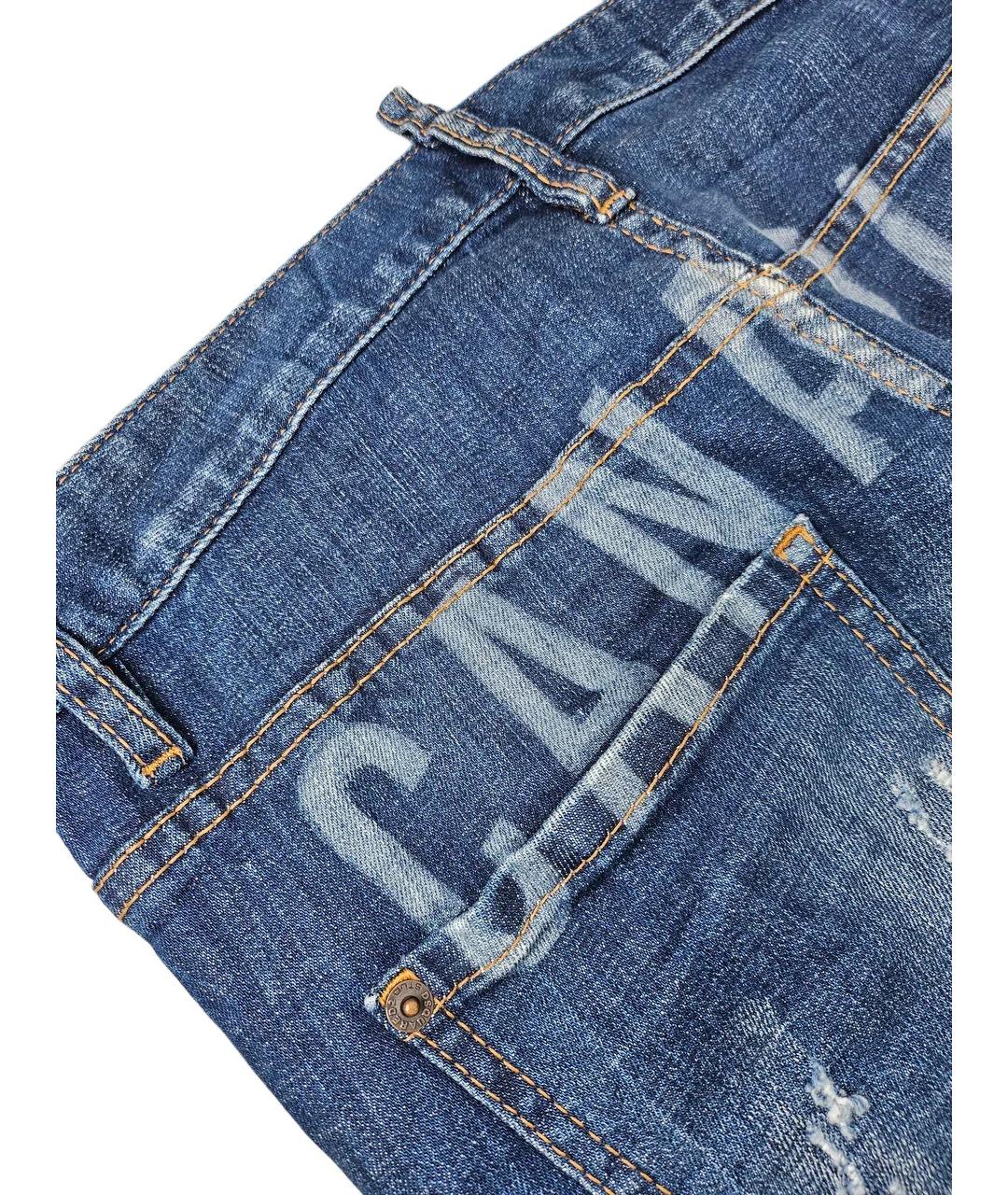 DSQUARED2 Синие хлопковые прямые джинсы, фото 4