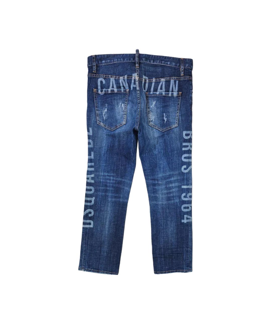 DSQUARED2 Синие хлопковые прямые джинсы, фото 2