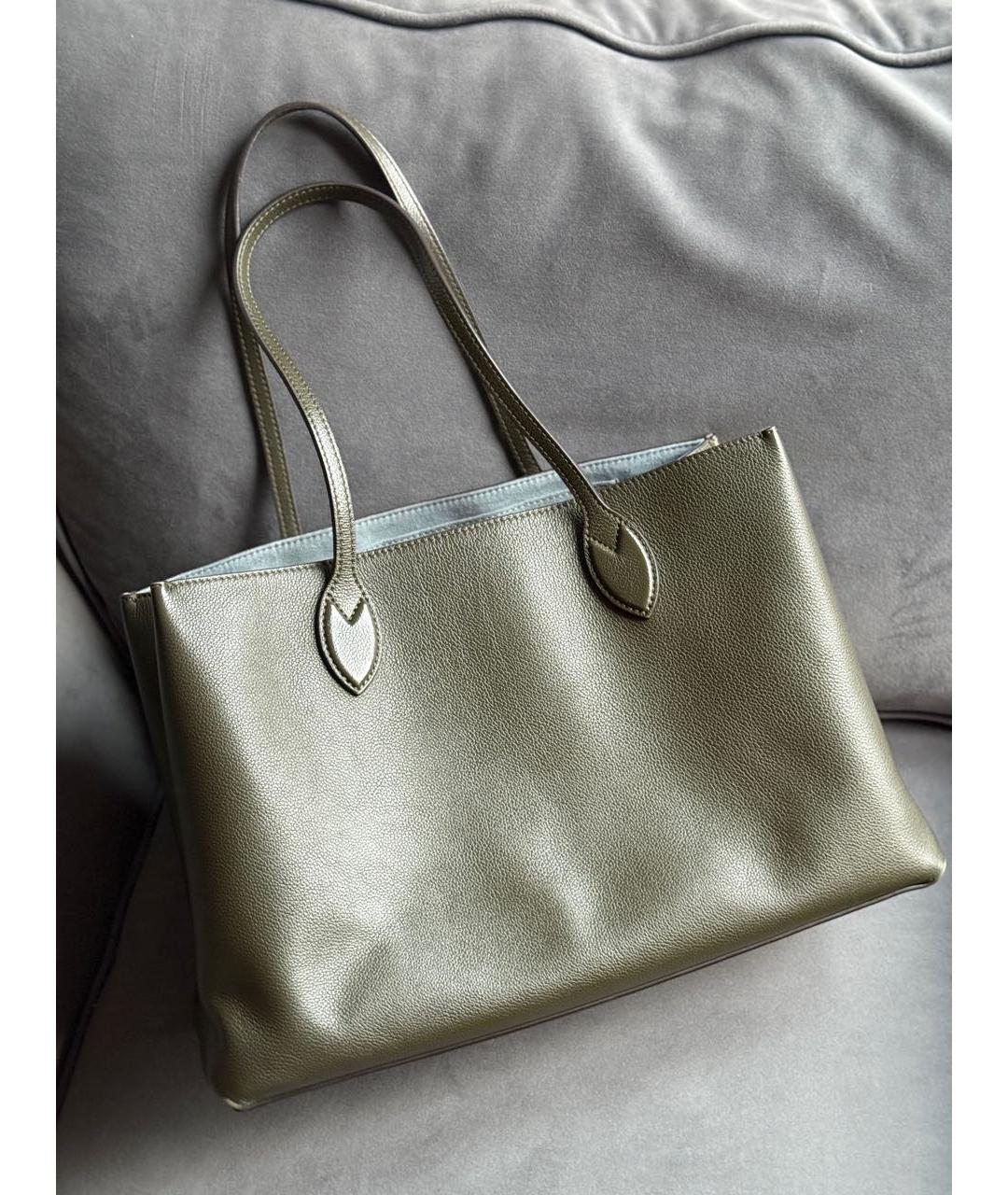 LOUIS VUITTON Хаки кожаная сумка тоут, фото 4