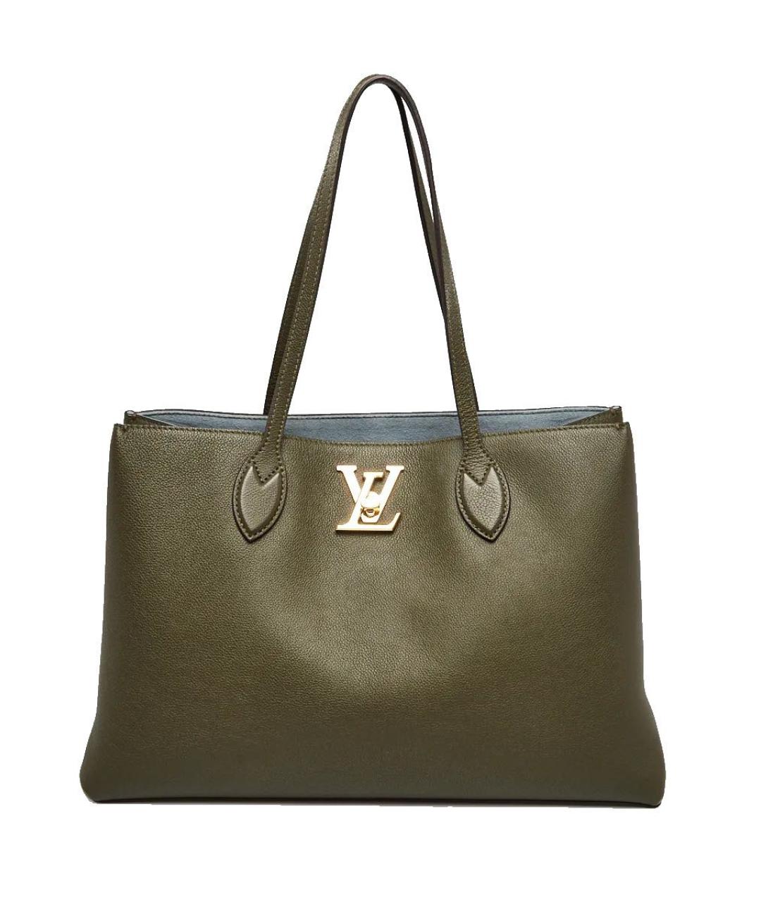 LOUIS VUITTON Хаки кожаная сумка тоут, фото 1